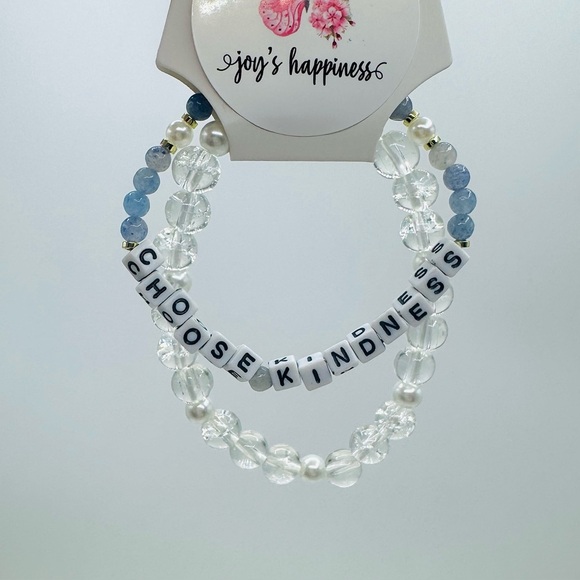 Choose Kindness Clear & Blue Beaded Bracelets - Picture 1 of 7